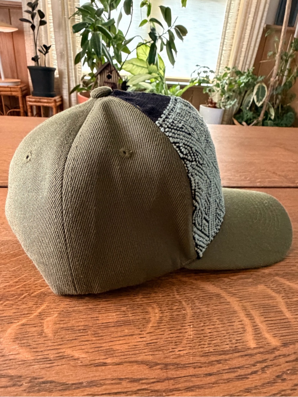 Hand-Embroidered Olive Green Baseball Cap - Picture 6 of 9